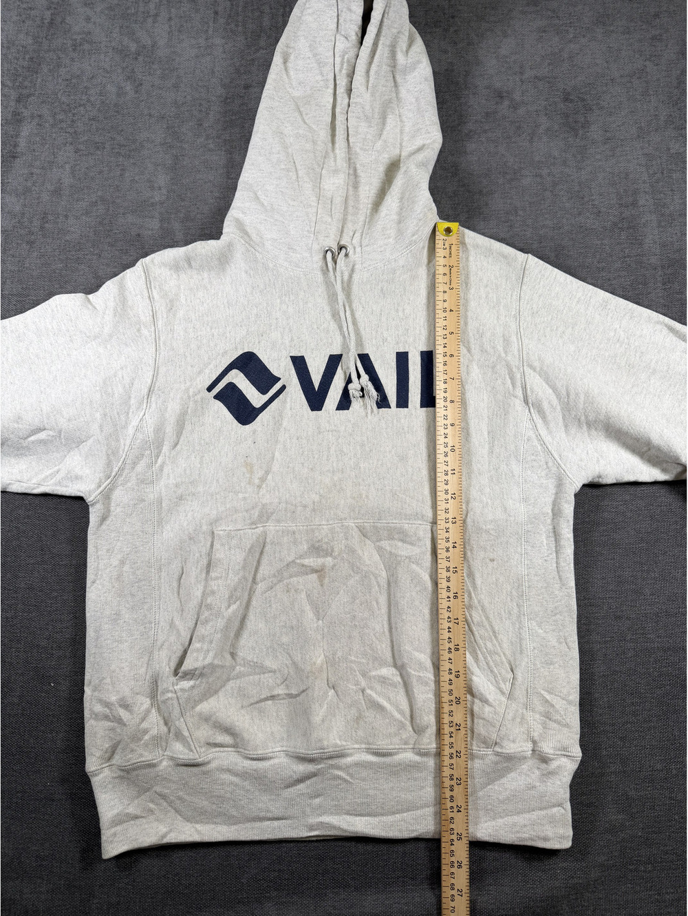 Vail Light Gray Pullover Hoodie with Front Pocket and Logo Size Small - Picture 2 of 12